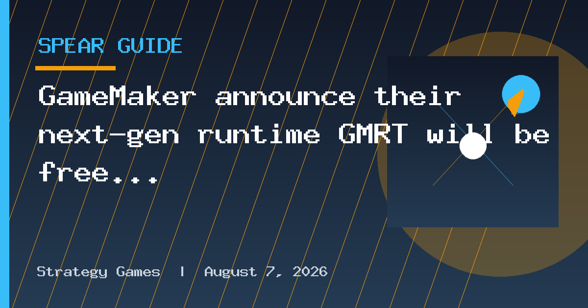 GameMaker announce their next-gen runtime GMRT will be free for commercial use